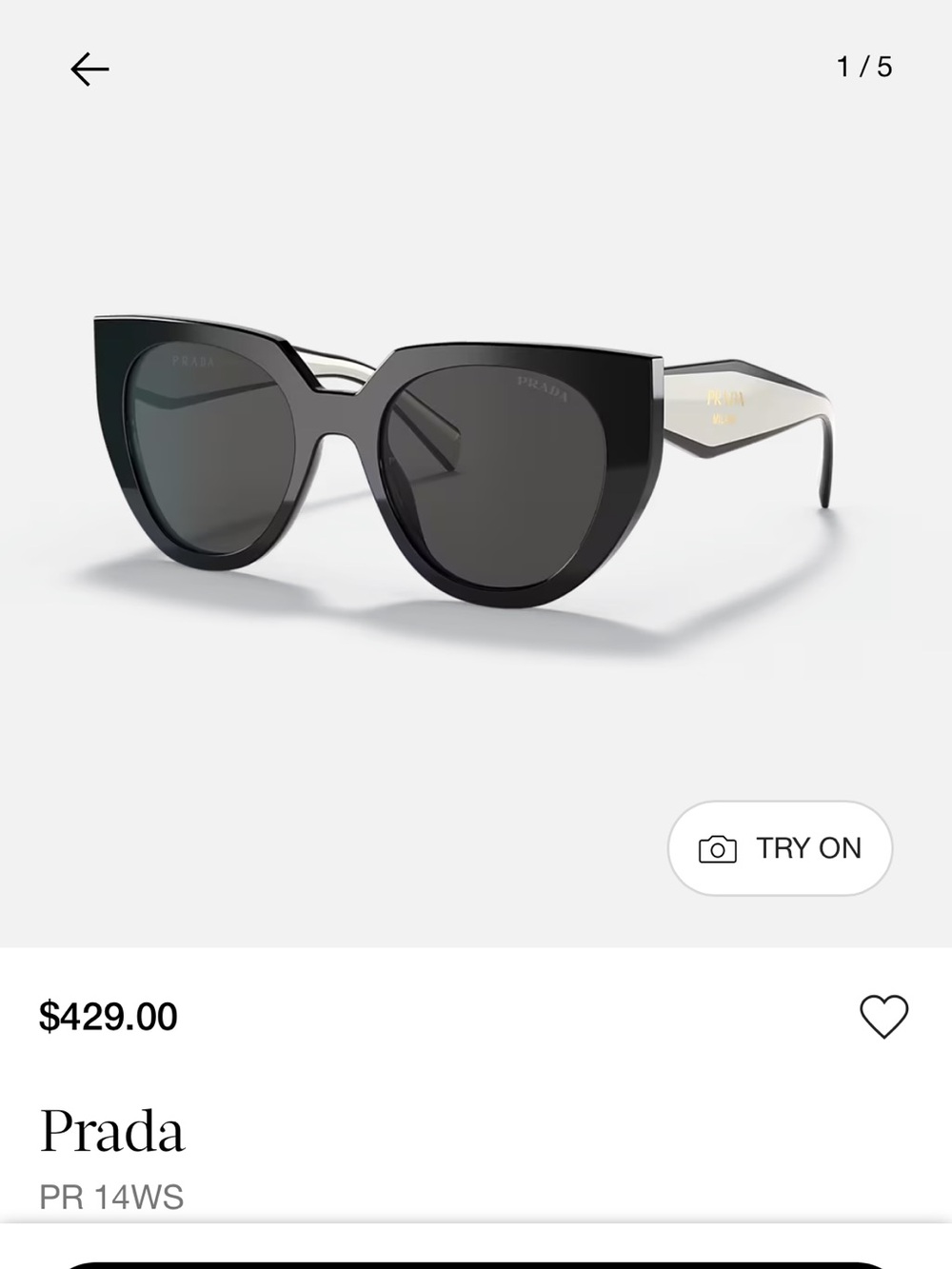 Prada Black Cat-Eye Sunglasses with Gold Temple Logo